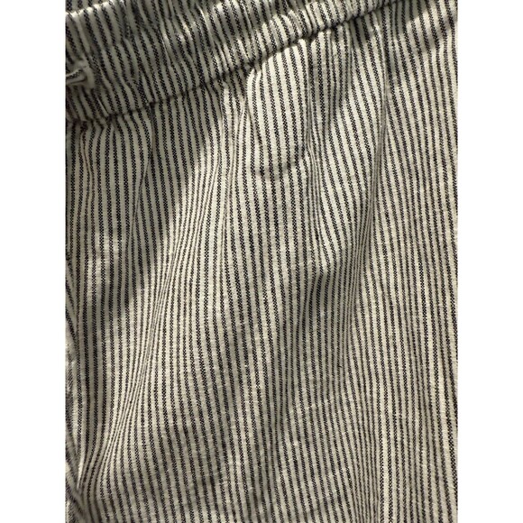 Women’s J.CREW Black Striped Linen-Cotton Blend Drawstring Pant 14 Slim Wide Leg - Picture 2 of 5